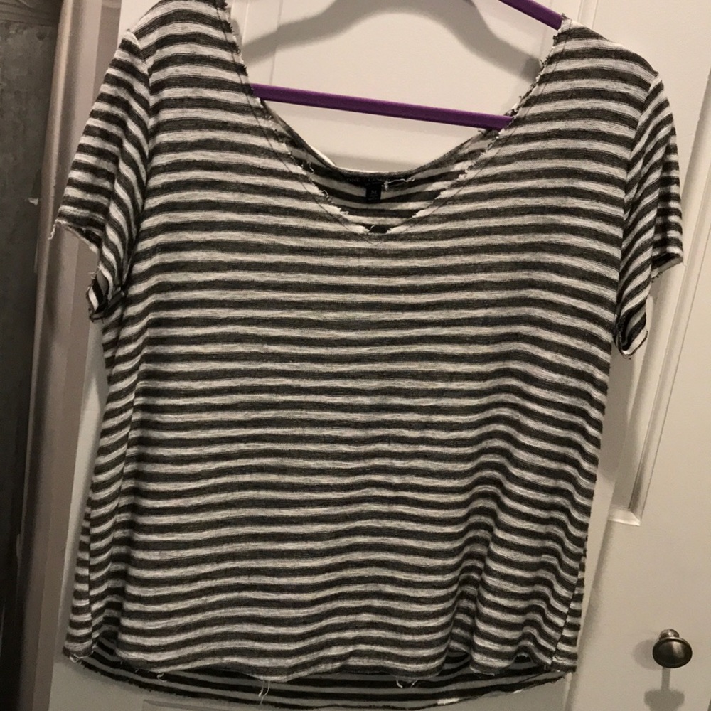 Gray and white striped T-shirt